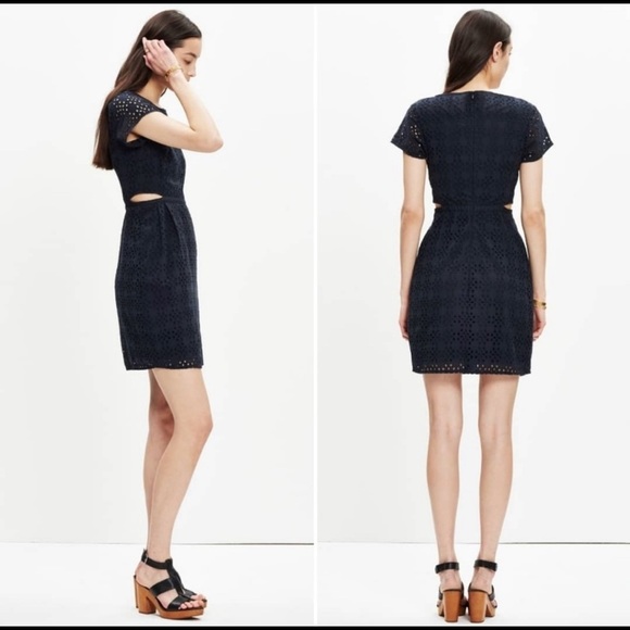 Madewell Eyelet Happening Cotton Mini Dress Black - Picture 1 of 5